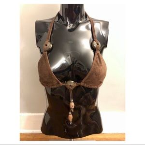 J Valentine Velveteen Faux Leather Bikini/Bra Top